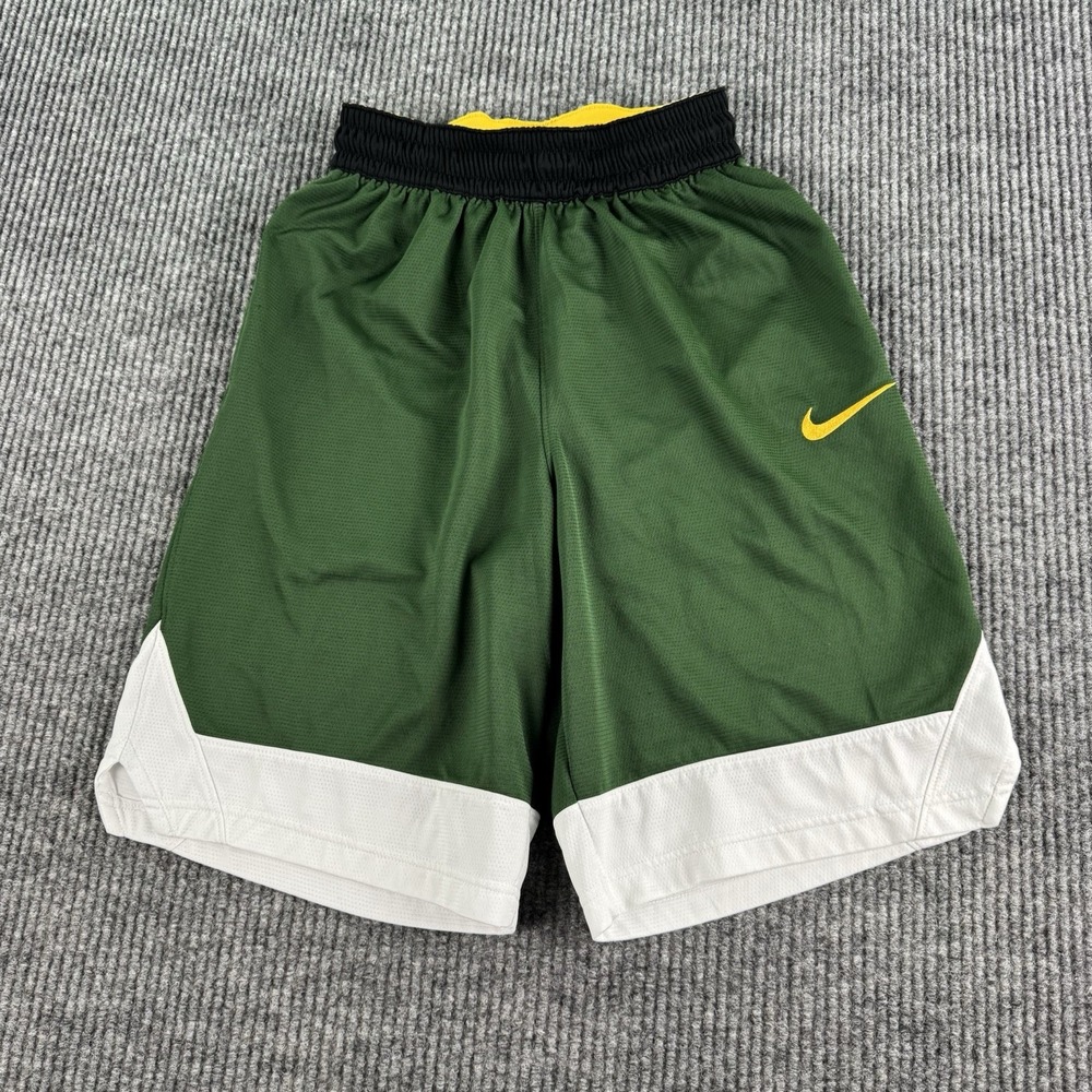 Nike Shorts Men Small Green Black White Yellow Basketball Athletic Logo Dri-Fit
